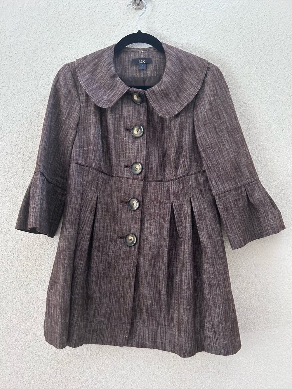 Vintage BCX Brown Bell Sleeve Pea Coat Size M